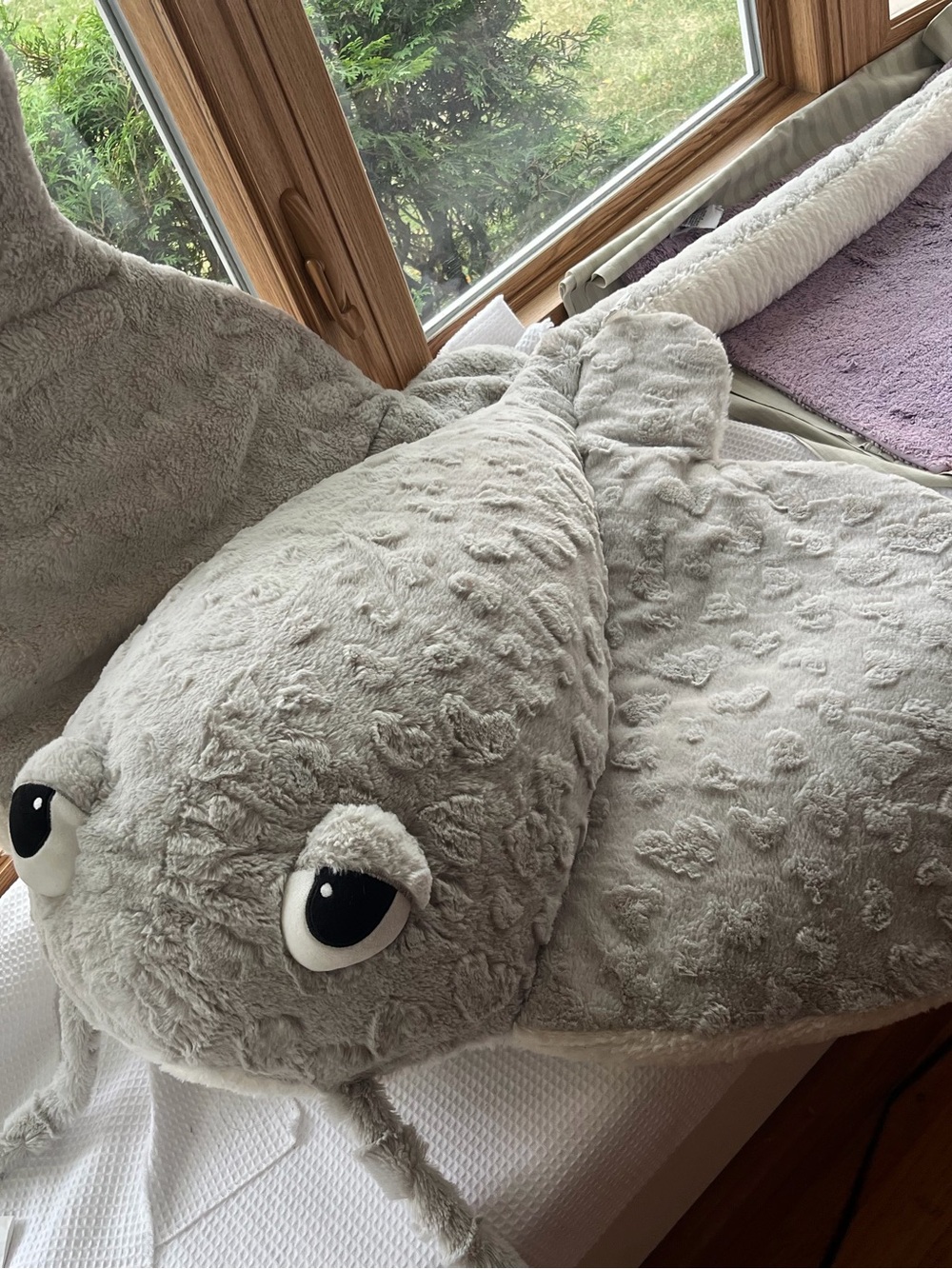 Coco Village Gray Ray Plush Toy 48x51” Coco Village stingray plush in gray and - Picture 2 of 5